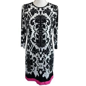 Eliza J Black White Pink Paisley Dress Size 8